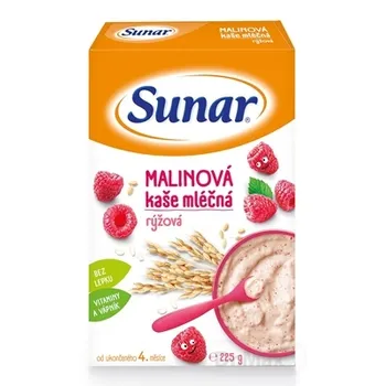 Sunar MALINOVÁ kaša mliečna ryžová 1×225 g, (od ukonč. 4. mesiaca)