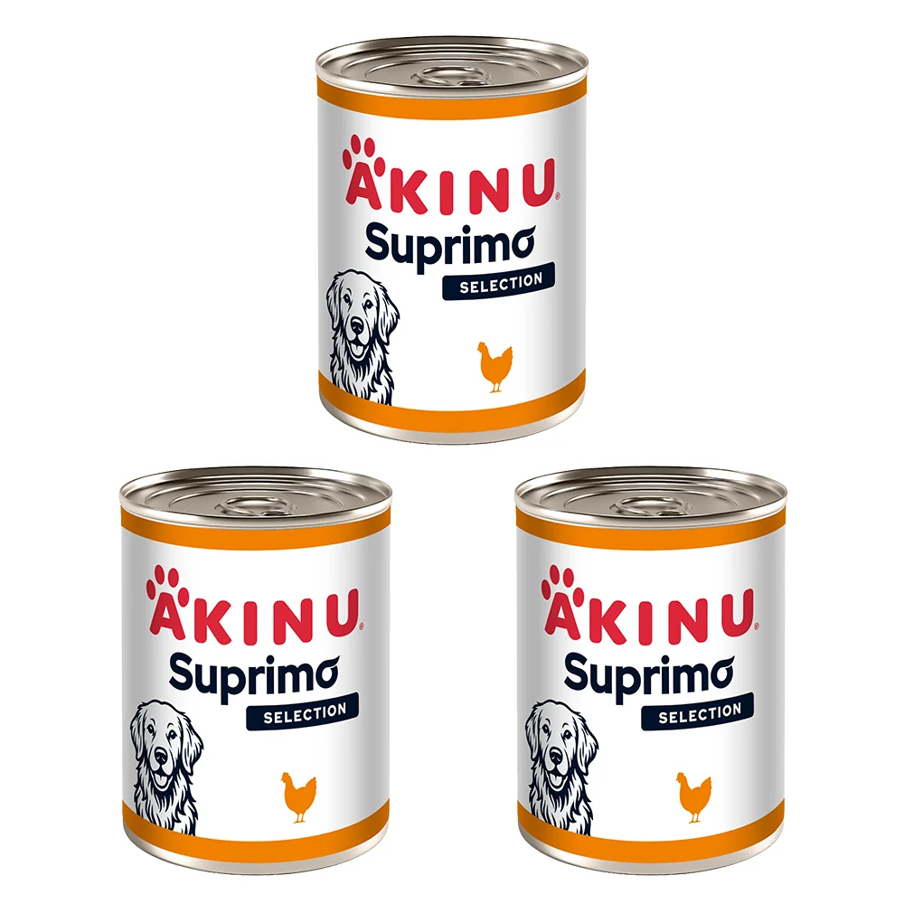 Akinu SUPRIMO SELECTION Kuracie kúsky so svalovinou v konzerve pre psy 400 g MTP 3 ks