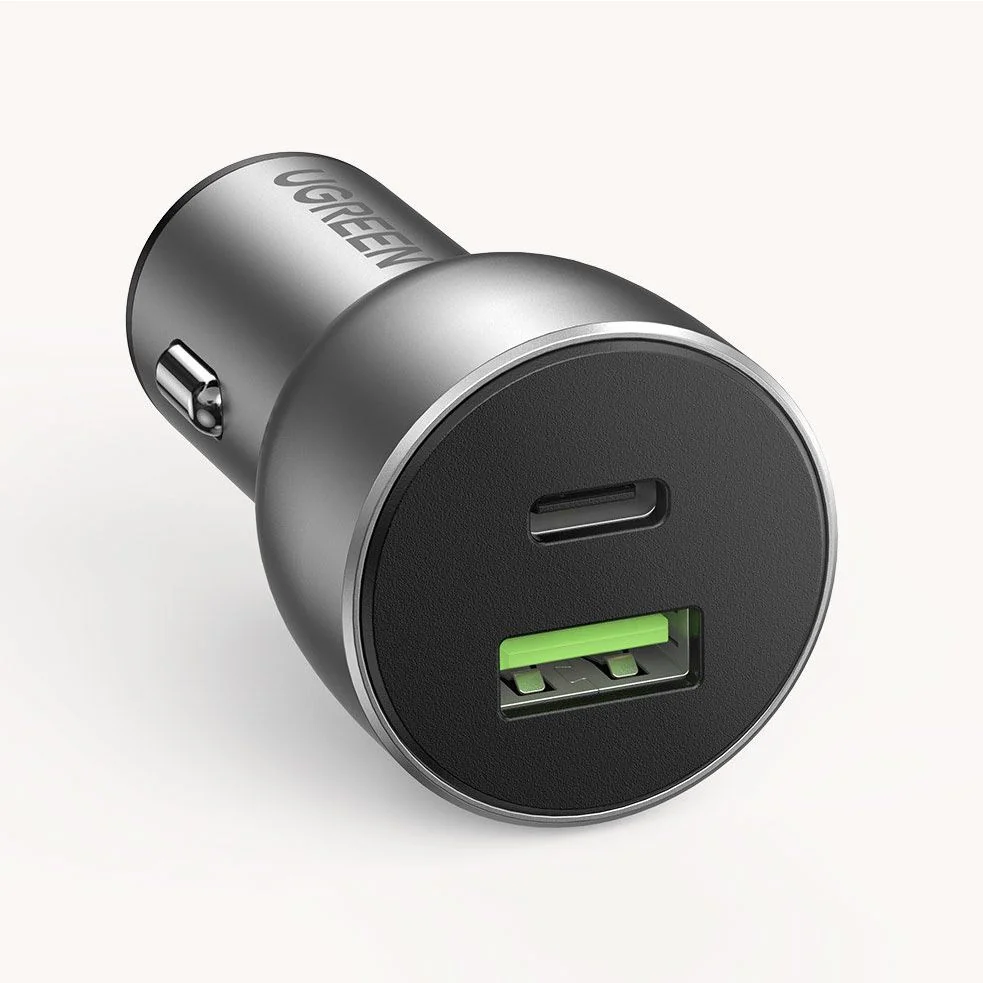 Ugreen CD213 autonabíjačka USB / USB-C QC 3.0 36W 3A, šedá
