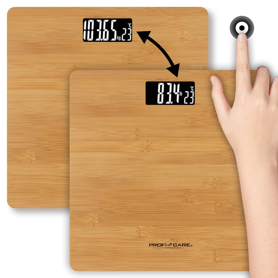 ProfiCare PW 3103 digitálna bambusová osobná váha 180 kg s teplomerom