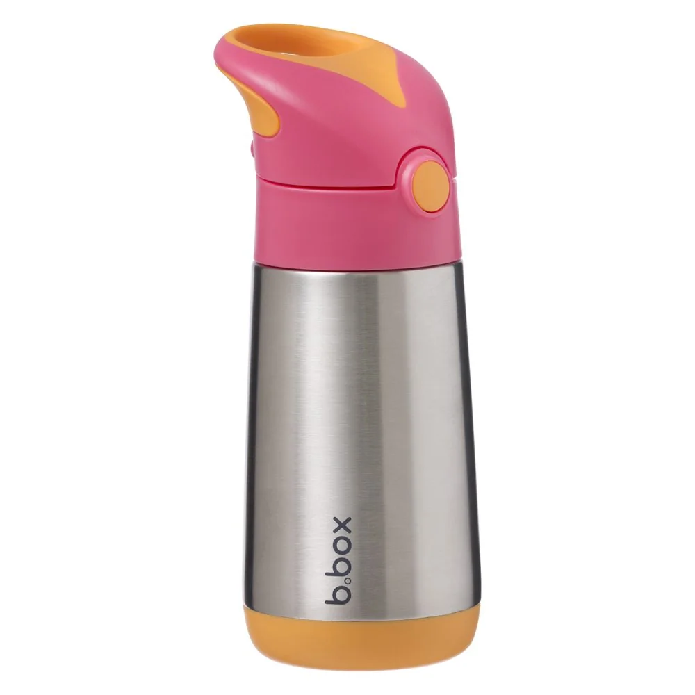 Termoska na pitie so slamkou 350 ml ružová/oranžová