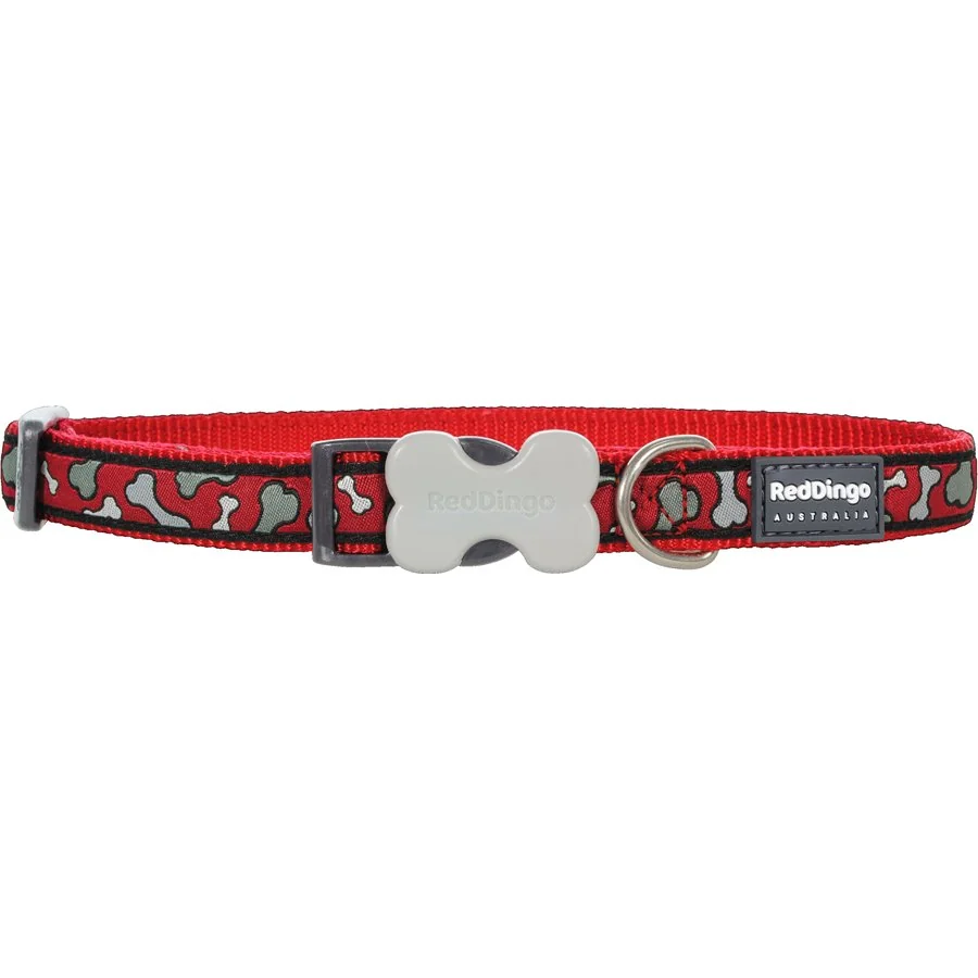 Nylonový obojok Red dingo s kostičkami červený, Veľkosť: XS
