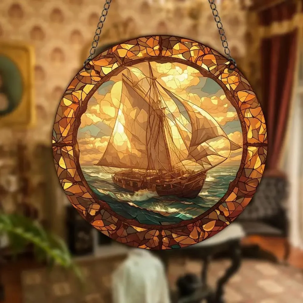 Vitrážový lapač slnka - Plachetnica XL- 30cm x 30cm