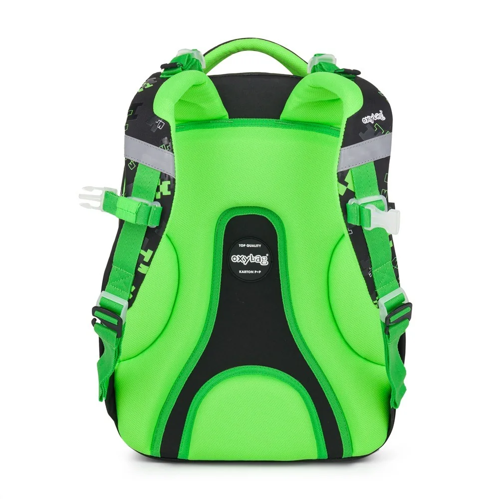 Školský batoh OXY NEXT Green Cube zelený, ergonomický