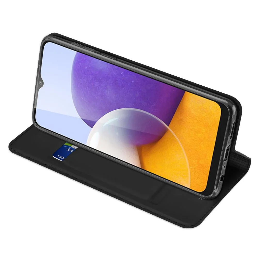 Dux Ducis Skin Pro knižkové kožené puzdro na Samsung Galaxy A22 4G, čierne erne