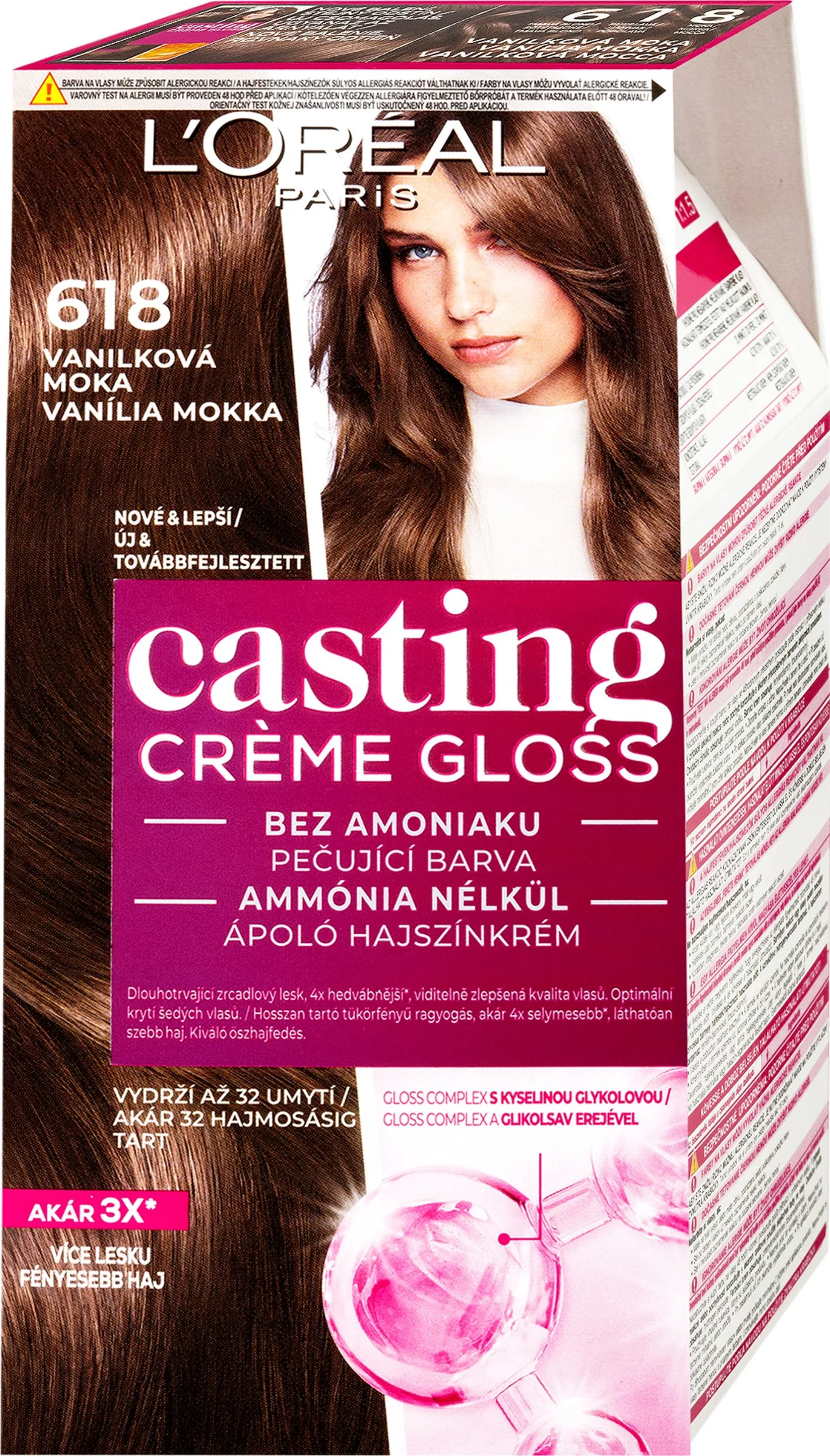 L'Oréal Paris Casting Crème Gloss semipermanentná farba na vlasy 618 vanilková mocca 1×180 ml, farba na vlasy