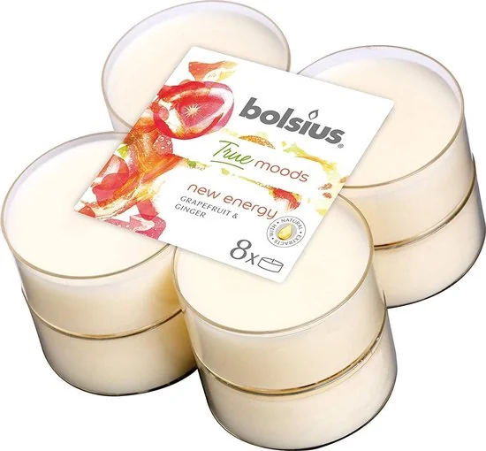 Bolsius Aromatic 2.0 Čajové Maxi 8ks New energy, vonné sviečky 1×8 ks, vonná sviečka