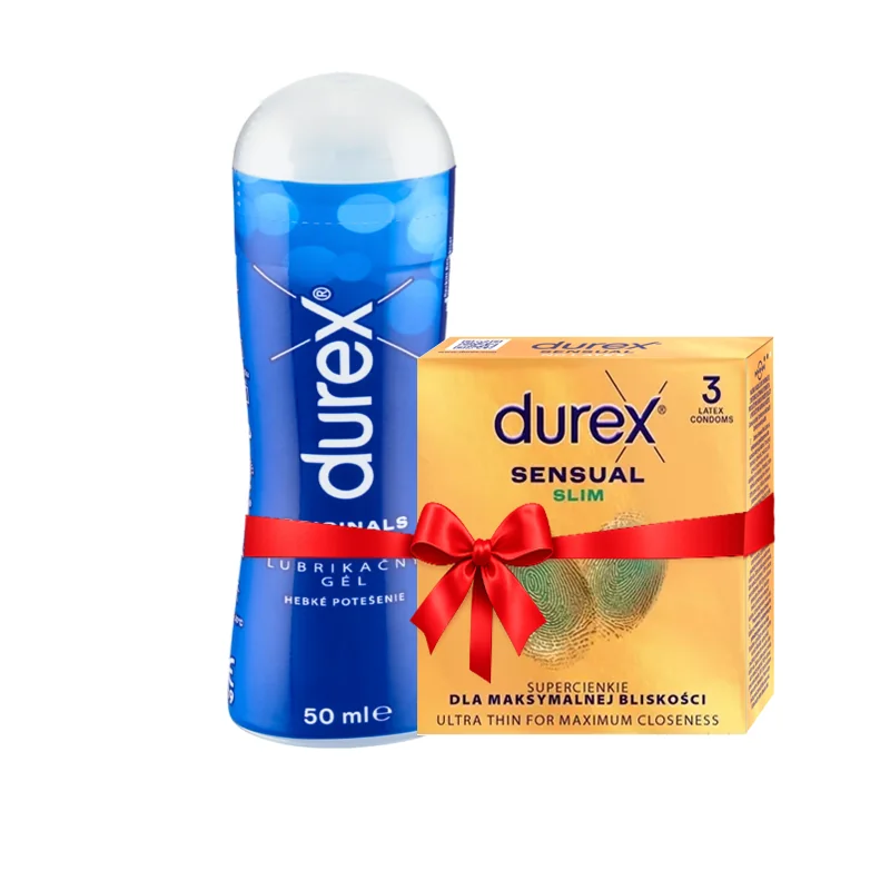 DUREX výhodný set lubrikant 50ml Original + Sensual Slim 3ks 1x lubrikant 50ml DUREX Original + 1x kondómy DUREX Sensual Slim 3ks