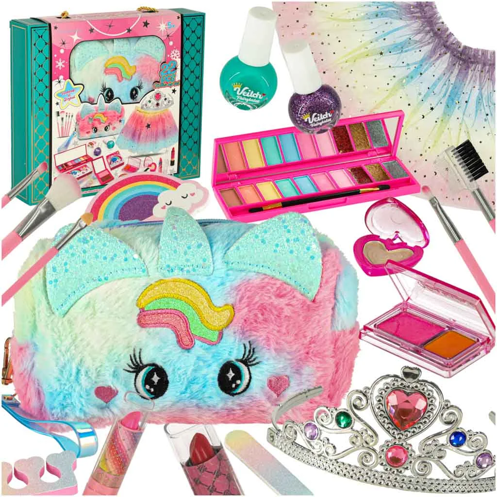 Detský make-up set 22 ks – taštička a dúhová suknička