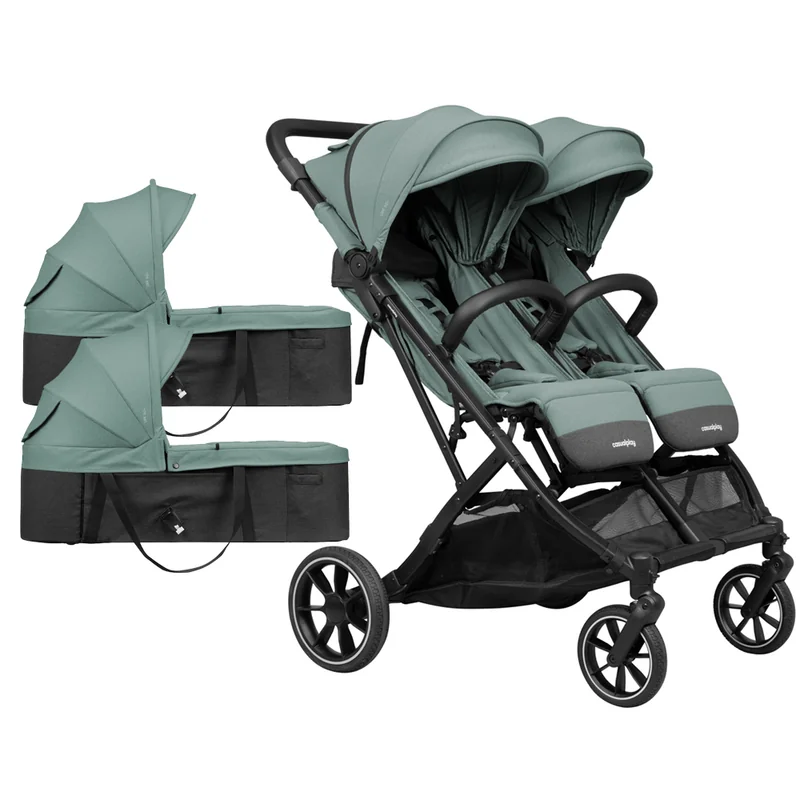 CASUALPLAY - Športový kočík pre dvojičky Tour Twin Max, 2x vanička - Green Sea