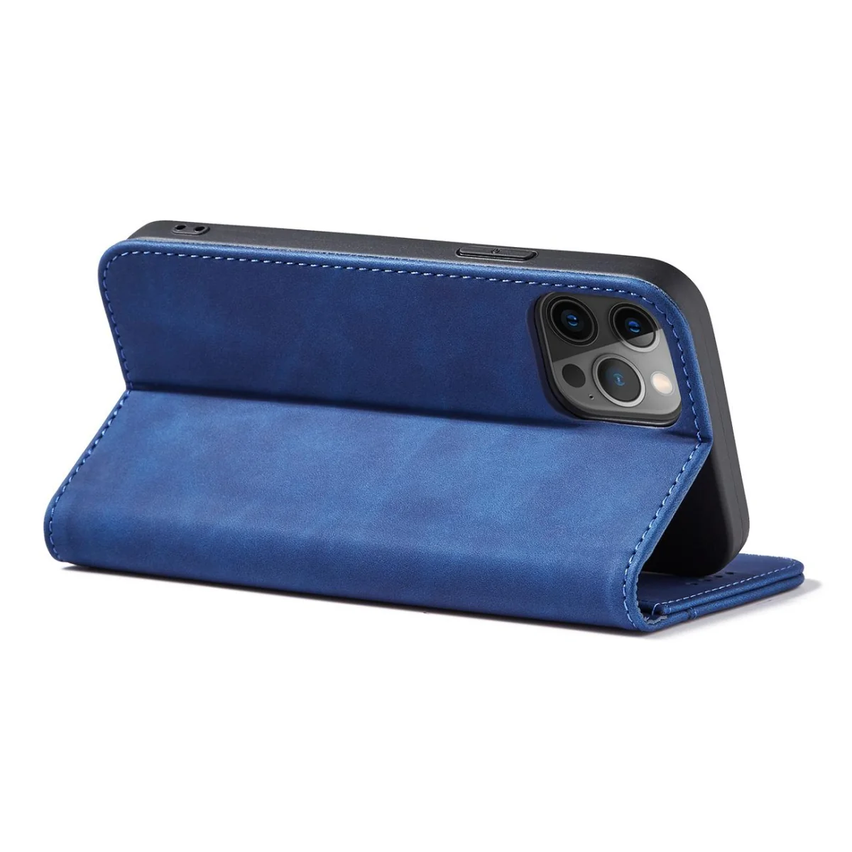 MG Magnet Fancy knižkové kožené puzdro na iPhone 12 Pro Max, modré