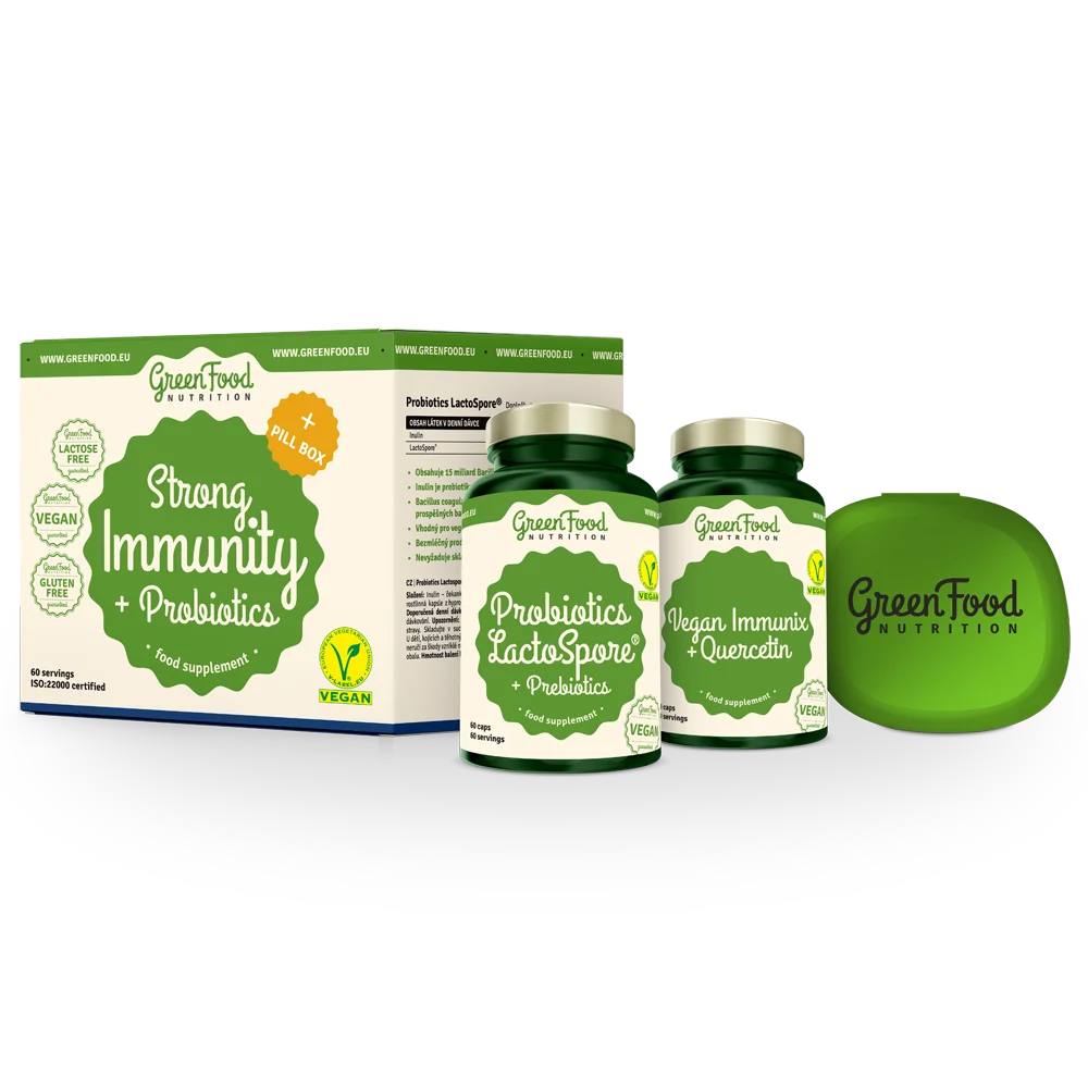 GreenFood Nutrition STRONG IMMUN+Probio+Pillbox 1×1 set, výživový doplnok