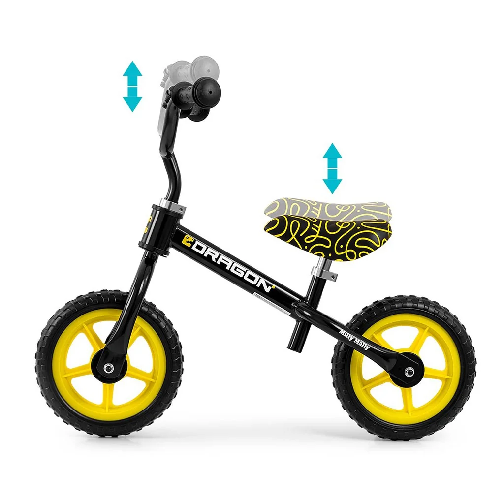 Detský balančný bicykel Milly Mally Dragon black , 20C58423