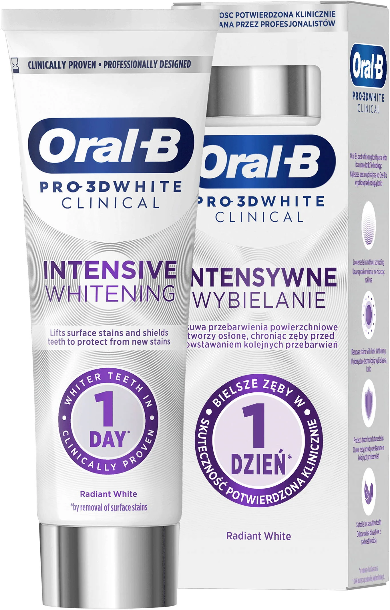 Oral-B Pro 3D White Clinical Radiant White, zubná pasta 75 ml