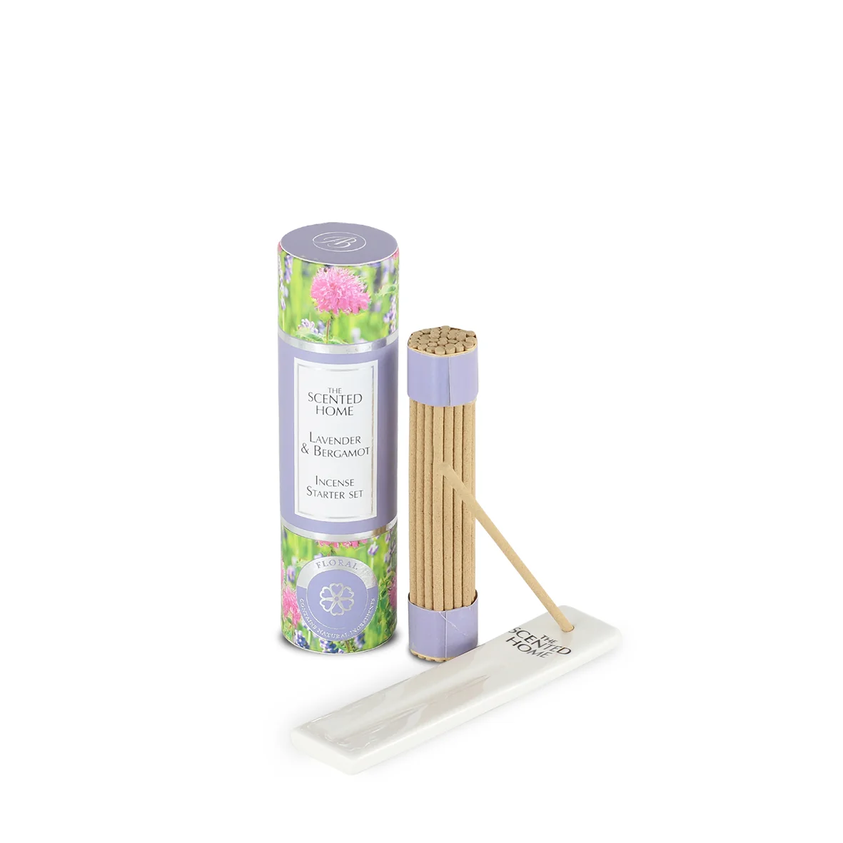 Súprava vonných tyčiniek mini s keramickým stojanom LAVENDER & BERGAMOT 12 cm