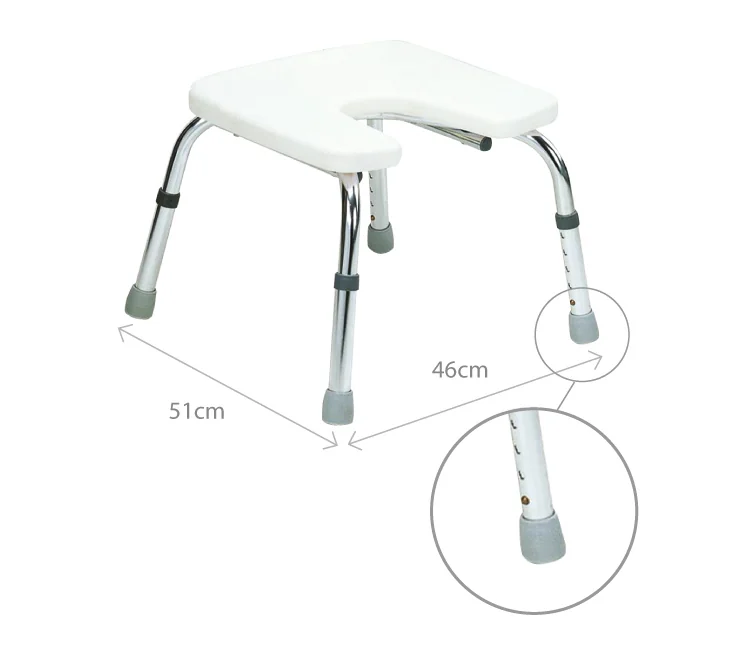 Výškovo nastaviteľná stolička do sprchy v tvare U, 35-45 cm