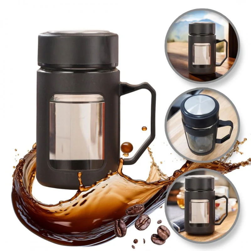 Livefy hrnček na kávu a čaj Linea 500 ml, čierny