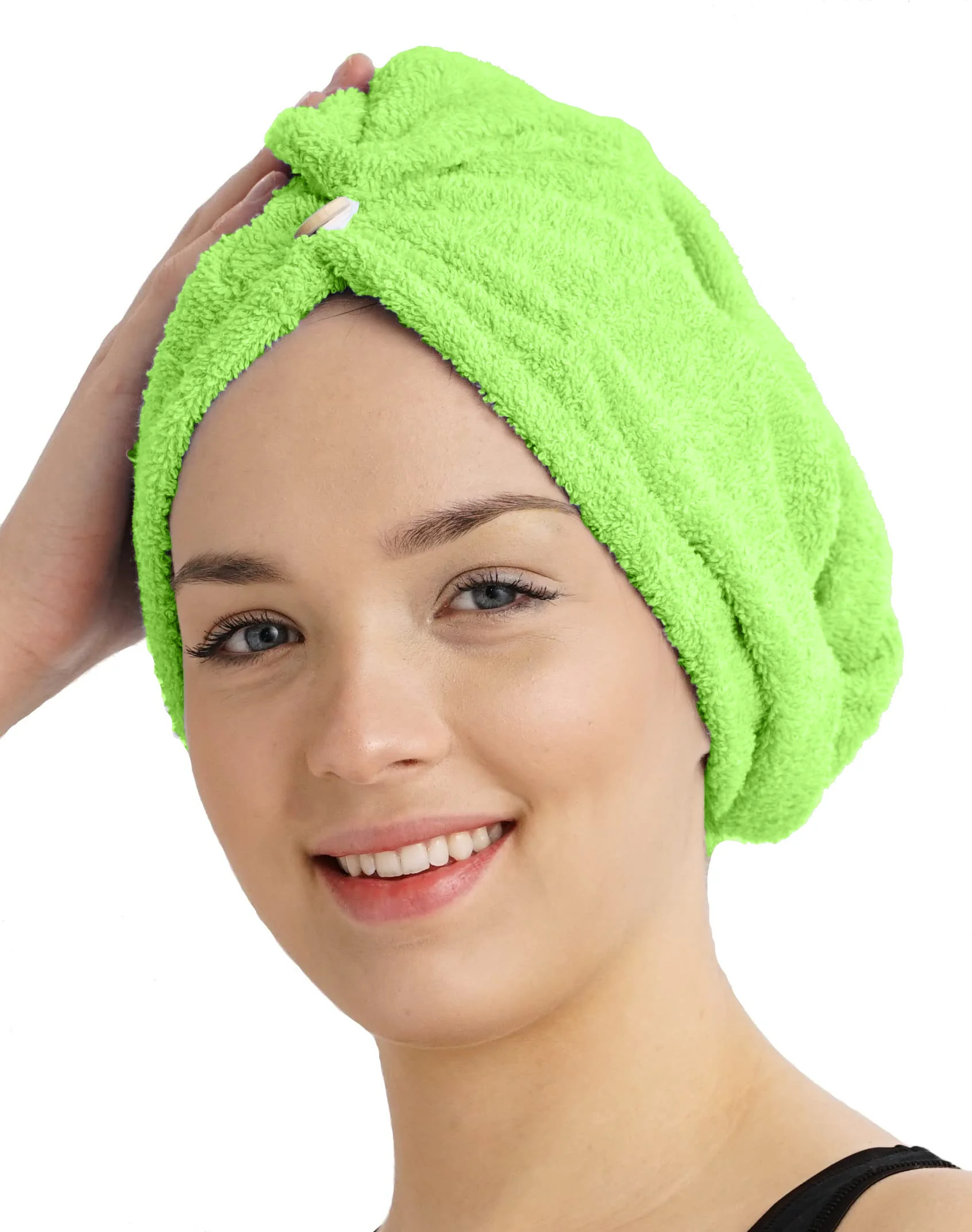 Rýchloschnúci froté turban na vlasy, pistáciový