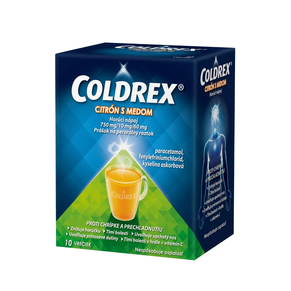 Coldrex Horúci nápoj Citrón s medom 1×10 ks, 1 vrecko = 5g