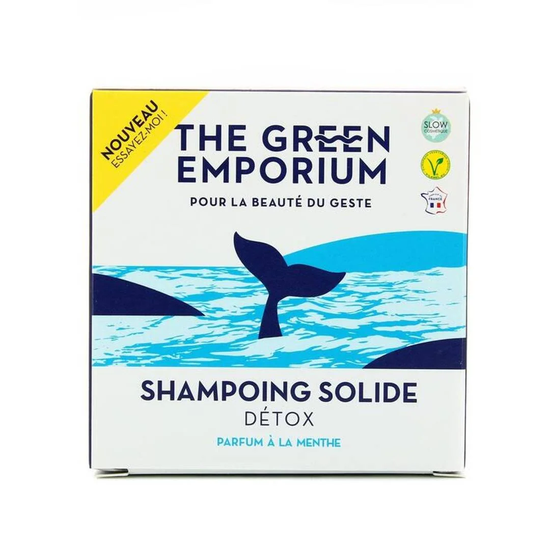THE GREEN EMPORIUM detoxikačný tuhý šampón na vlasy s vônou mäty 85ml
