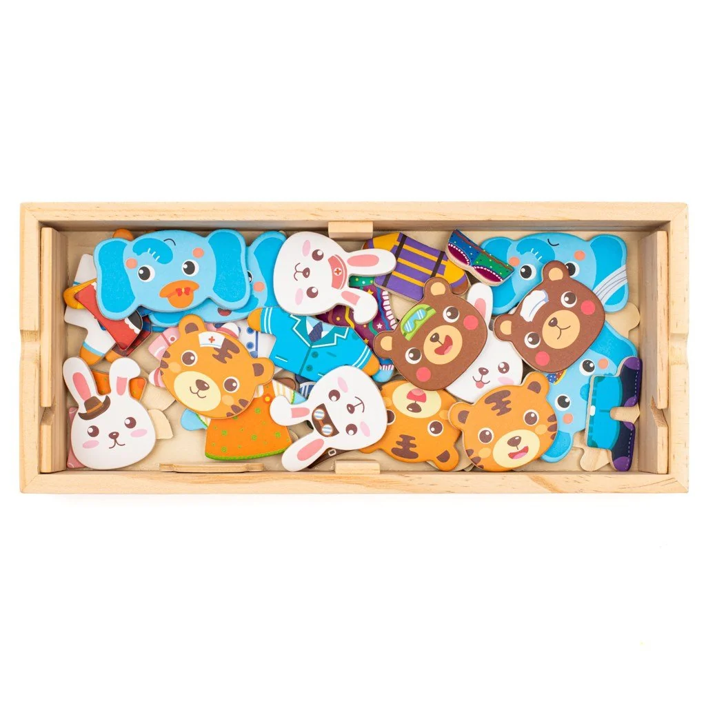 Vkladačka puzzle v krabičke zvieratká Montessori Baby Mix