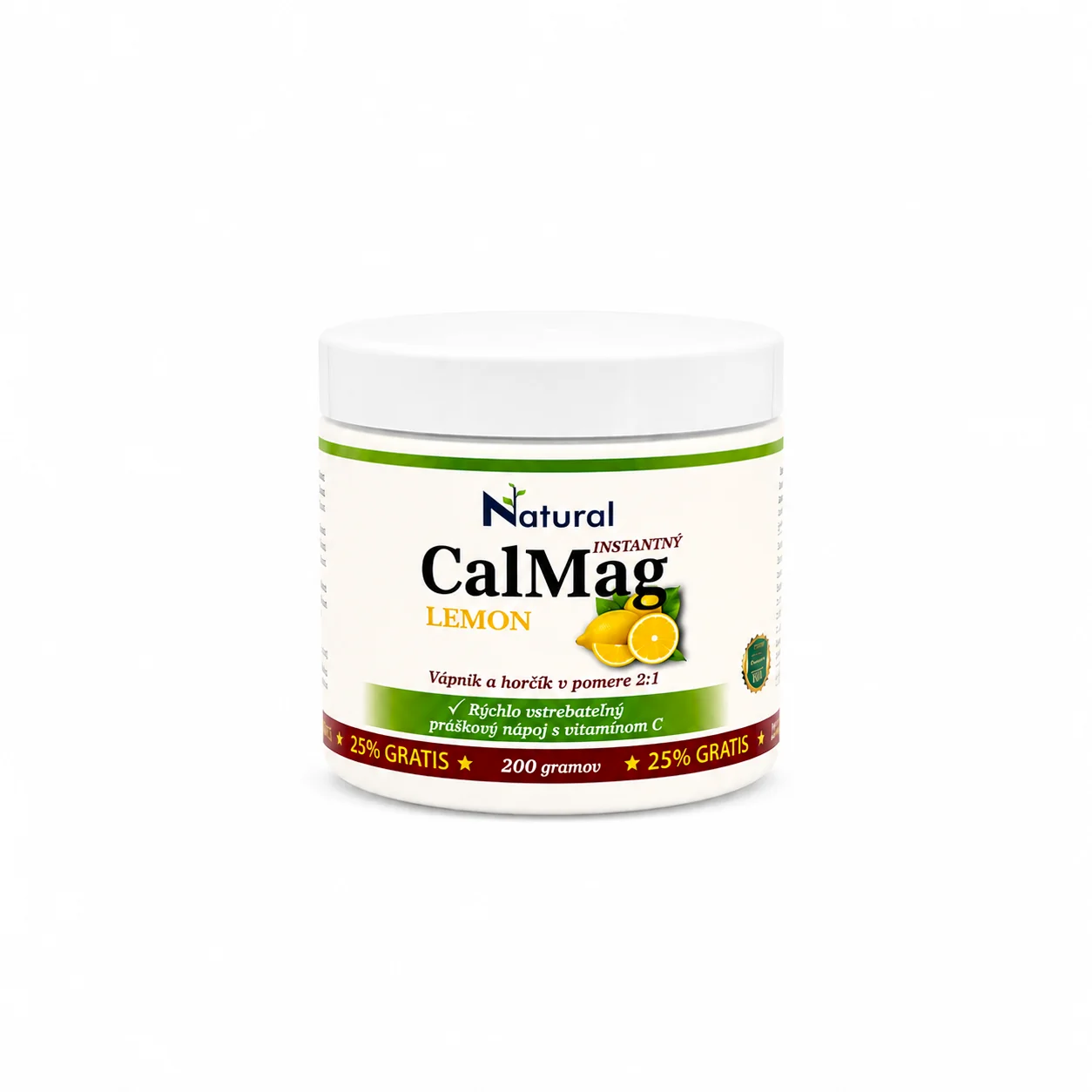 CalMag Lemon | Vápnik, horčík a vitamín C pre kosti, svaly a imunitu | Citrónová príchuť | 200 g prášok