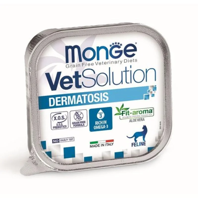 MONGE VetSolution Cat Dermatosis 100g paštéta pre mačky na podporu funkcie pokožky pri dermatóze