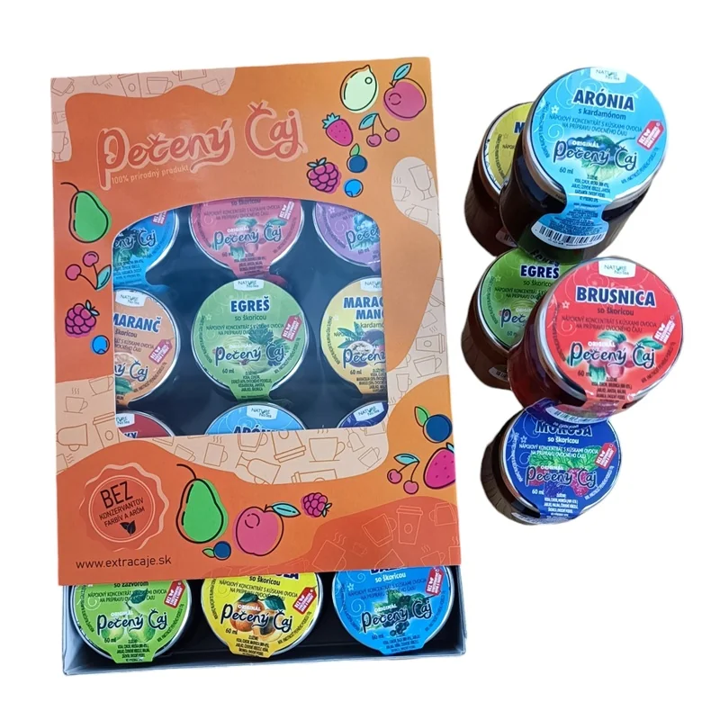 Pečený čaj 60ml – 12ks darčekové balenie oranžové 12 x 60ml mix príchutí