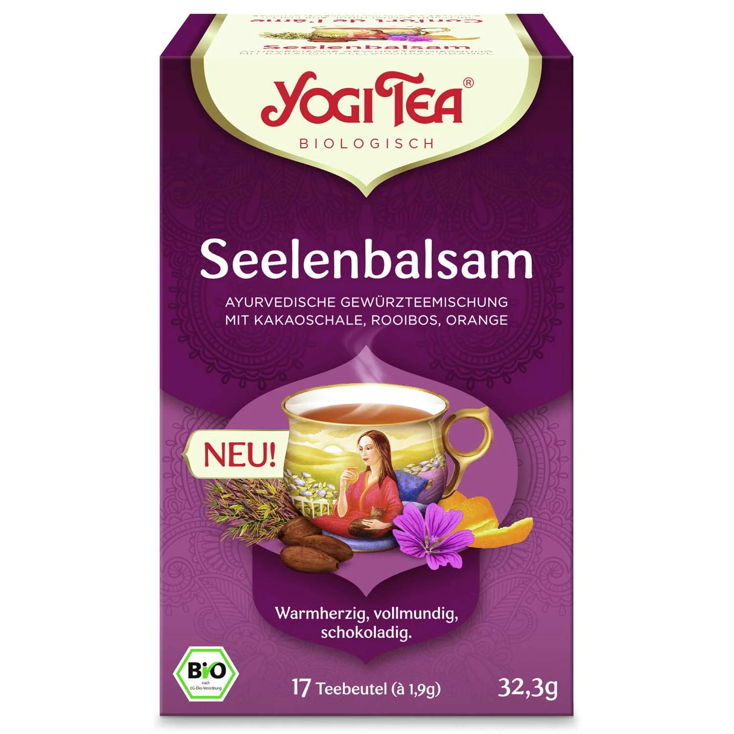 Yogi Tea Soul Balm Organic ajurvédsky čaj rooibos, kakao, pomaranč 17 x 1,9 g