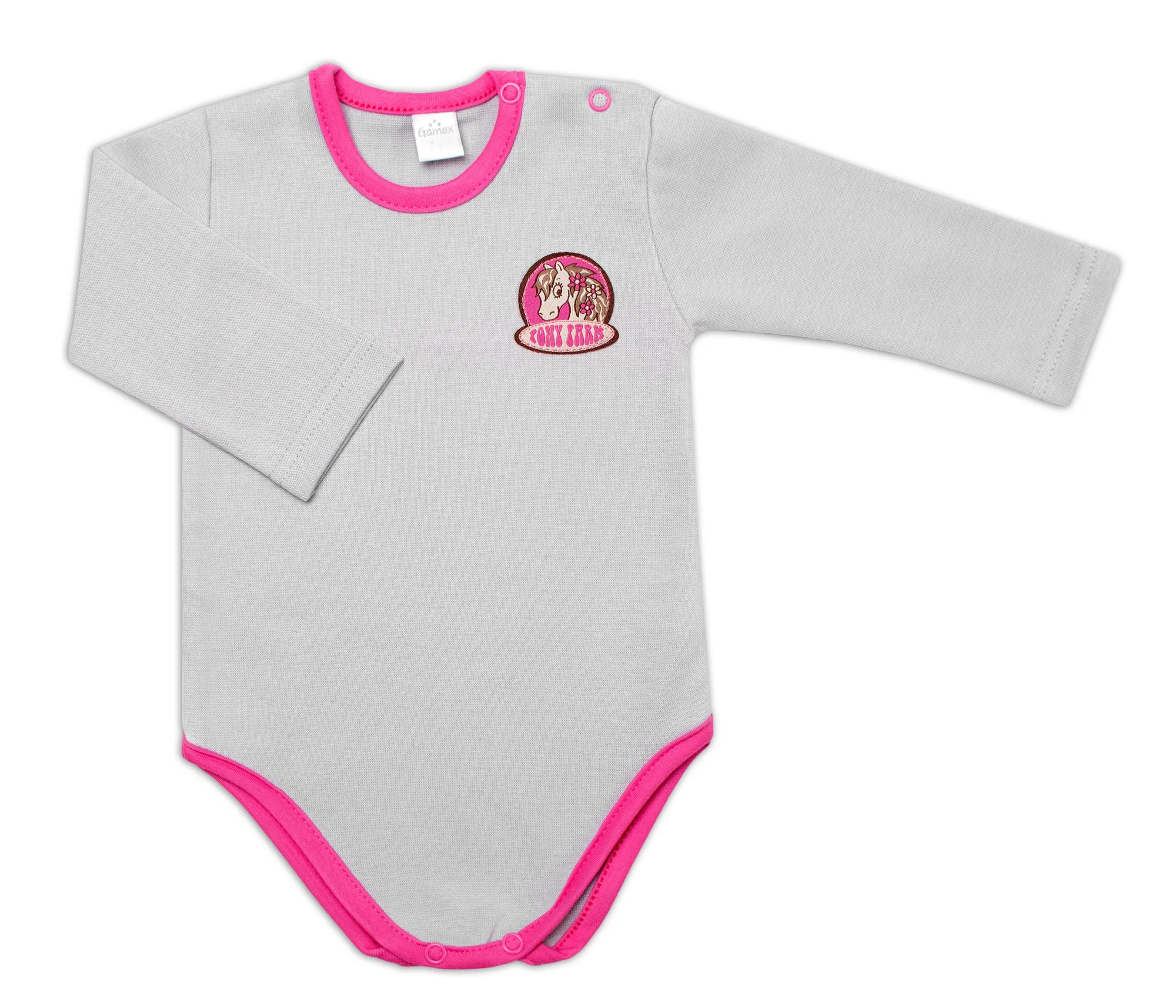2-dielna sada G-baby body dl. rukáv + polodupačky Pony Farm, sivá, veľ. 68