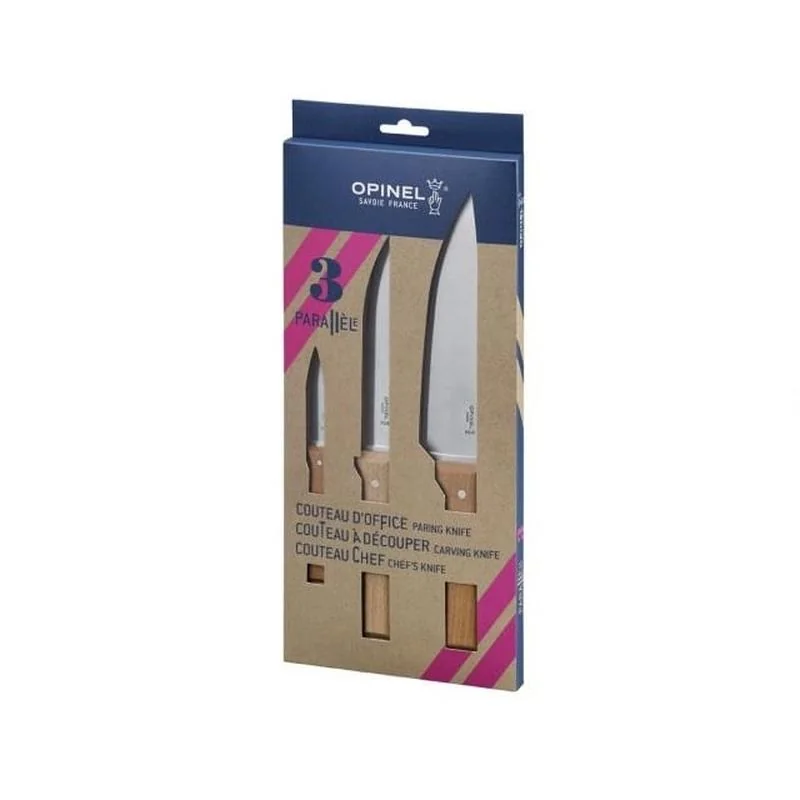 Opinel - Súprava kuchynských nožov Trio Parallele, 3ks, bukové drevo