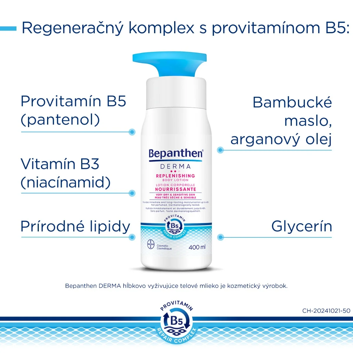 Bepanthen Derma hĺbkovo vyživujúce telové mlieko 400 ml