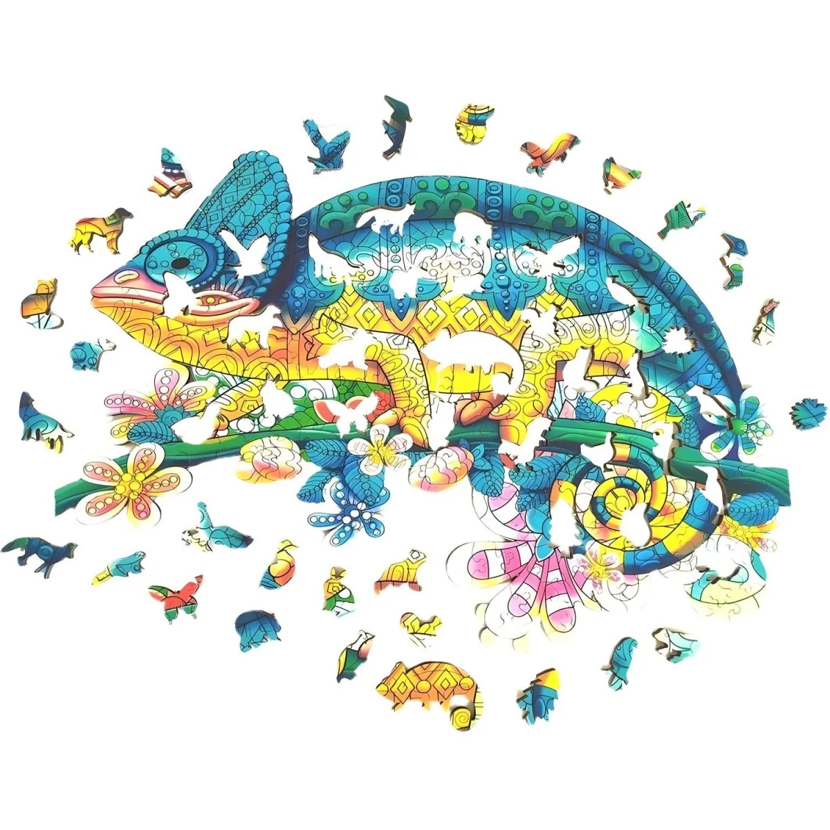 Drevené puzzle Camaleonte 107 dielikov, veľkosť M