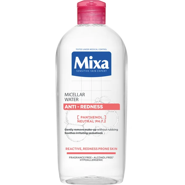 Mixa Anti-Redness micelárna voda na citlivú pleť so sklonmi k začervenaniu. 1×400 ml, micelárna voda