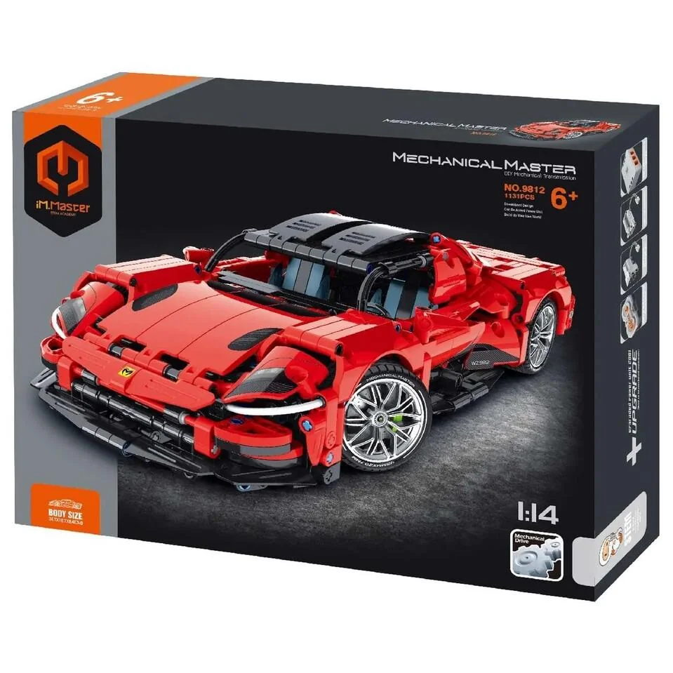 Športové auto červené mechanická stavebnica 1131 dielikov