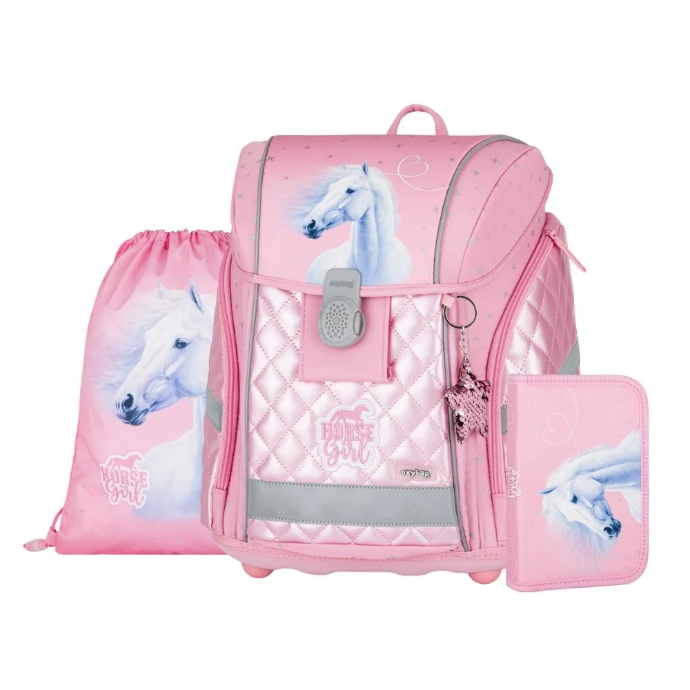Školský set PREMIUM LIGHT Kôň Romantic 3 ks Ružový, ergonomický