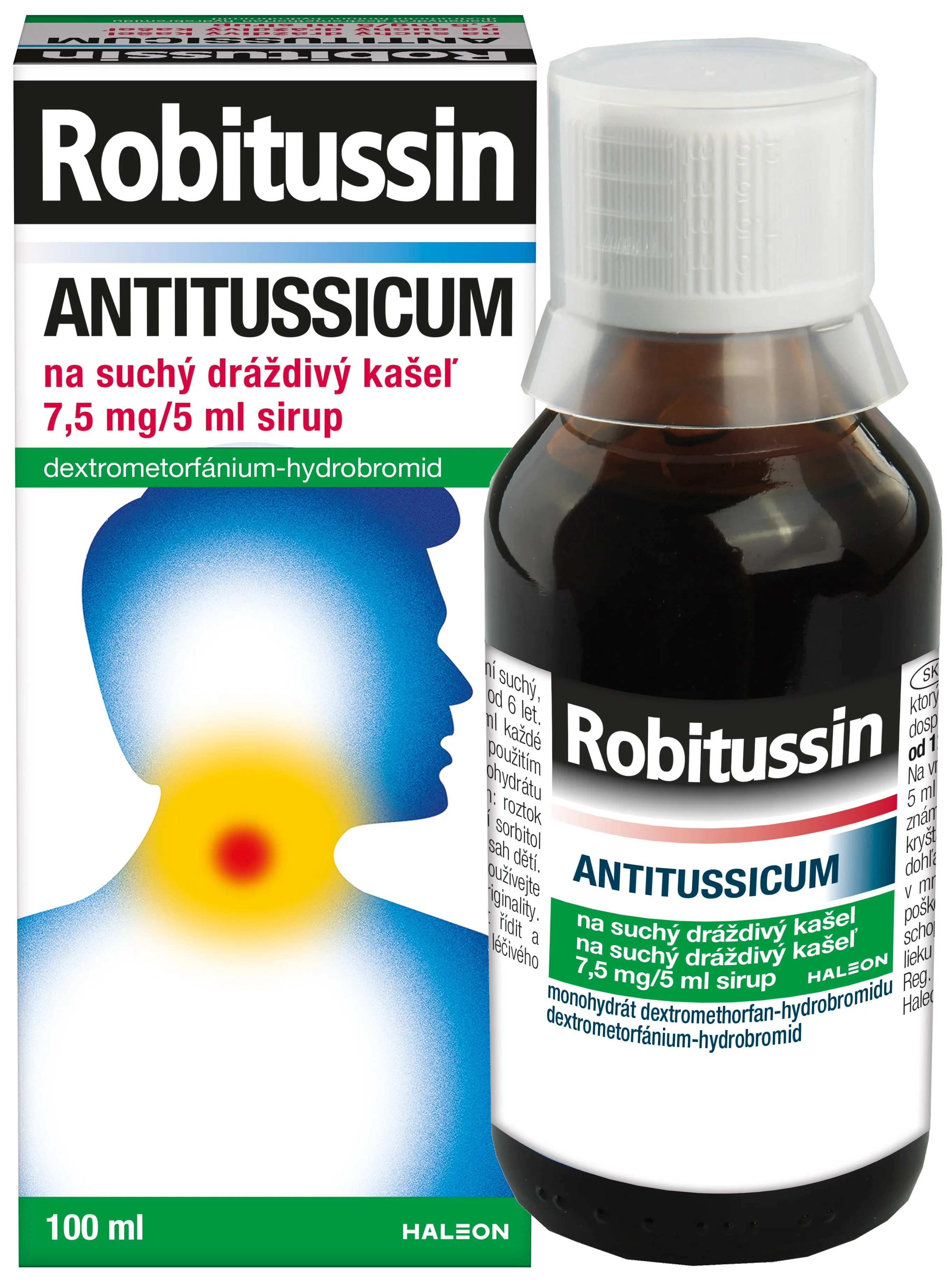 Robitussin Antitussicum sirup 1x100 ml, sirup na suchý kašeľ