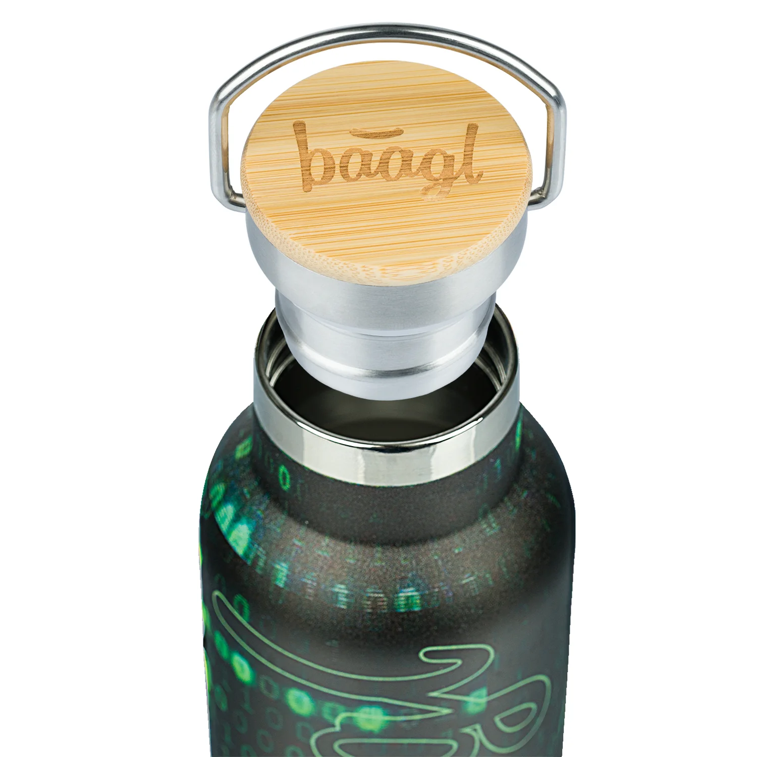 Baagl Termofľaša Numbers s bambusovým viečkom 500 ml Nerezová, strieborná