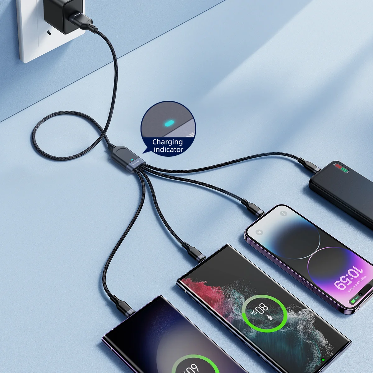 Joyroom S-A18 kábel USB - 2x USB-C / Lightning / micro USB 3.5A 1.2m, čierny čierny