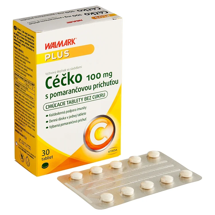 WALMARK Céčko 100 mg 1×30 tbl, s pomarančovou príchuťou