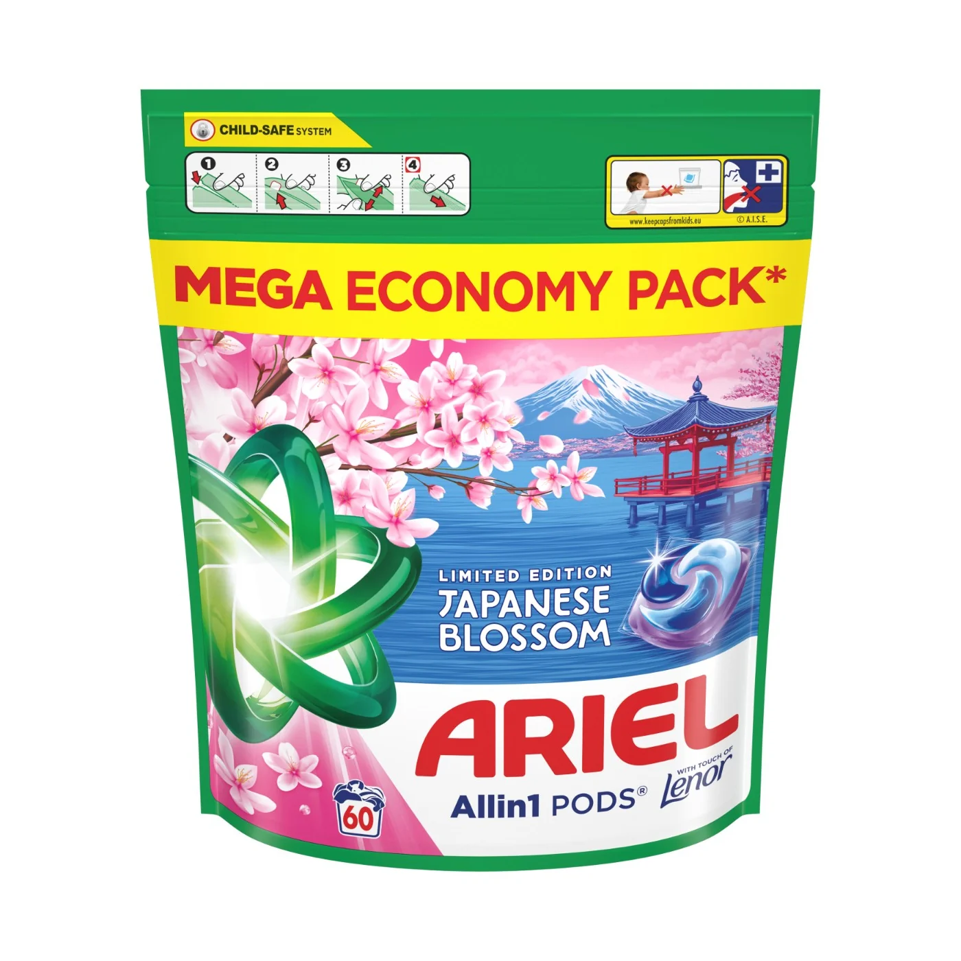 Ariel Allin1 PODS®, Pracie kapsuly, na 30 praní, s Tekutým Pracím Prostriedkom, Japanese Blossom 60 ks