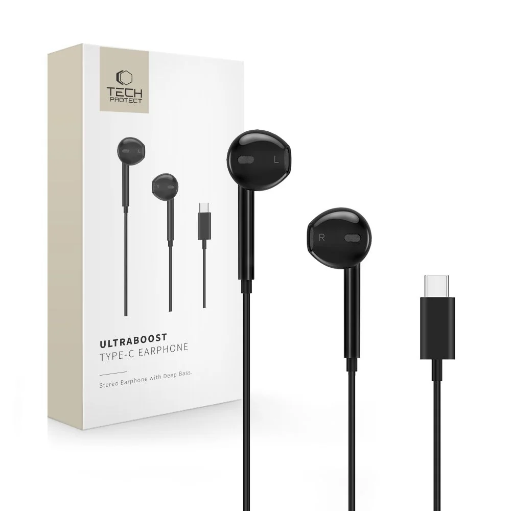 Tech-Protect Ultraboost slúchadlá do uší USB-C, čierne