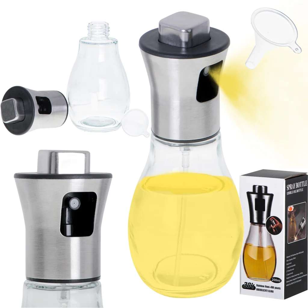 Rozprašovač na olej a ocot 200 ml – sklenený dávkovač olivového oleja