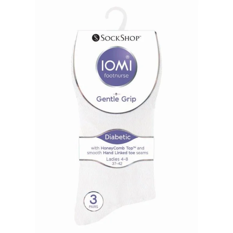 IOMI Gentle Grip dámske diabetik ponožky 3 páry BIELE bez gumičiek