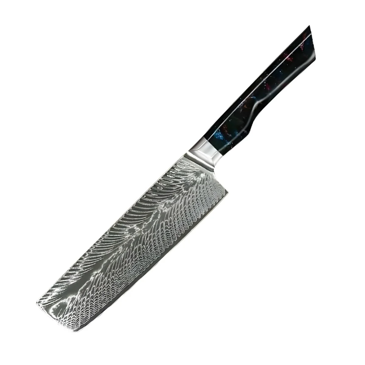 Damaškový kuchynský nôž Yoru-Nakiri červená/modrá, 1 ks