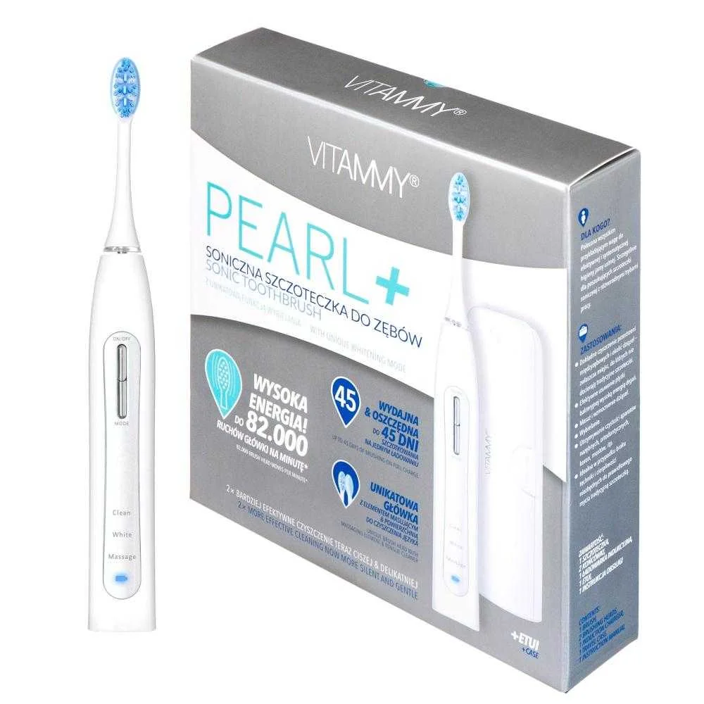 VITAMMY PEARL+ White Sonická zubná kefka s funkciou čistenia, bielenia a masáže 1×1 ks, sonická zubná kefka