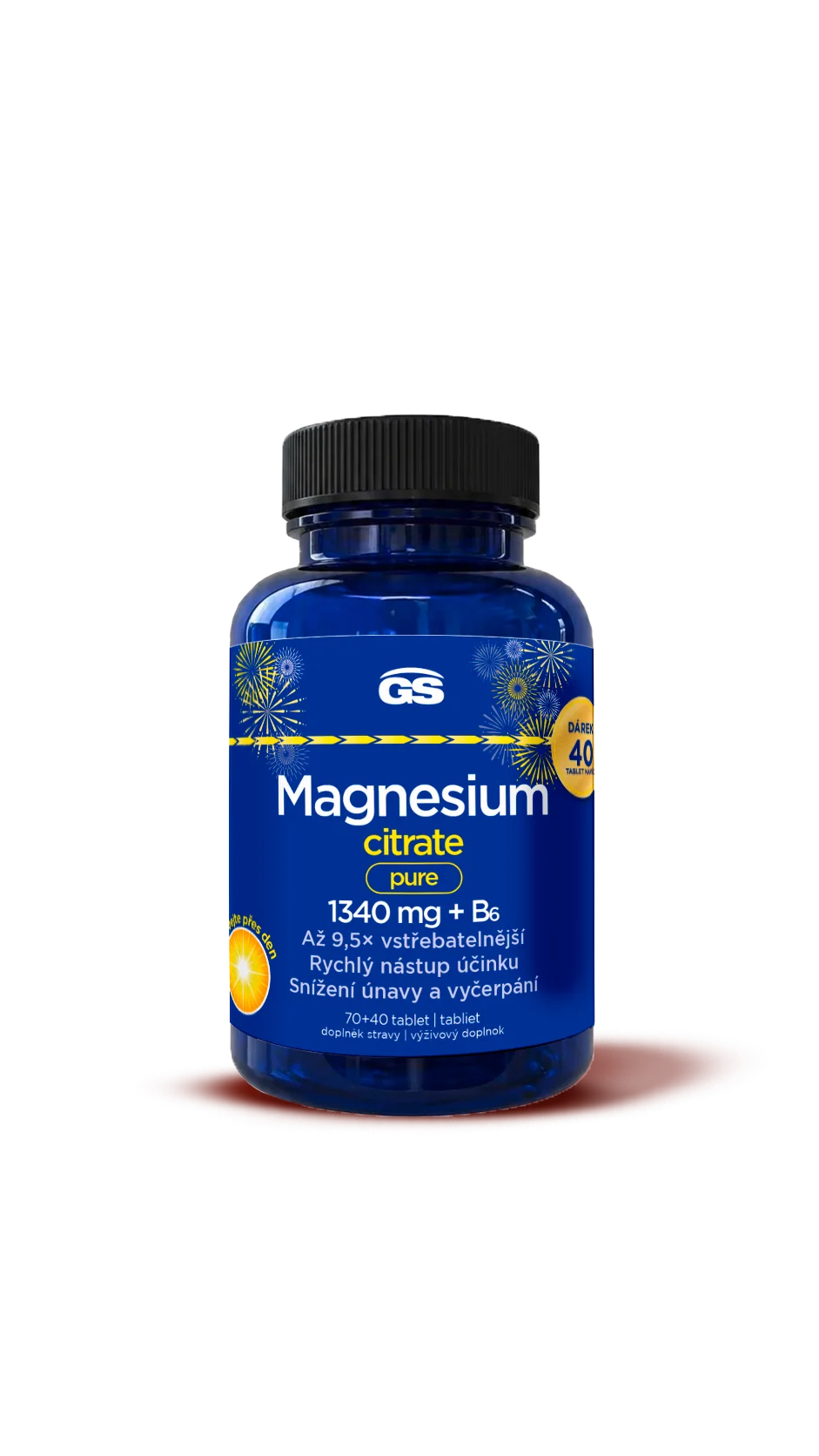 GS Magnesium citrate pure 1340 mg + B6, tbl. 70+40 darček 110 tbl
