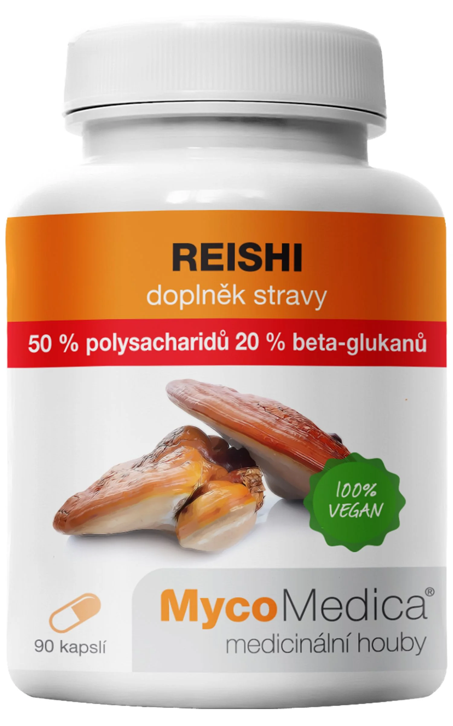 Mycomedica Reishi 50% Vegan 500mg 90cps 1×90 cps, výživový doplnok