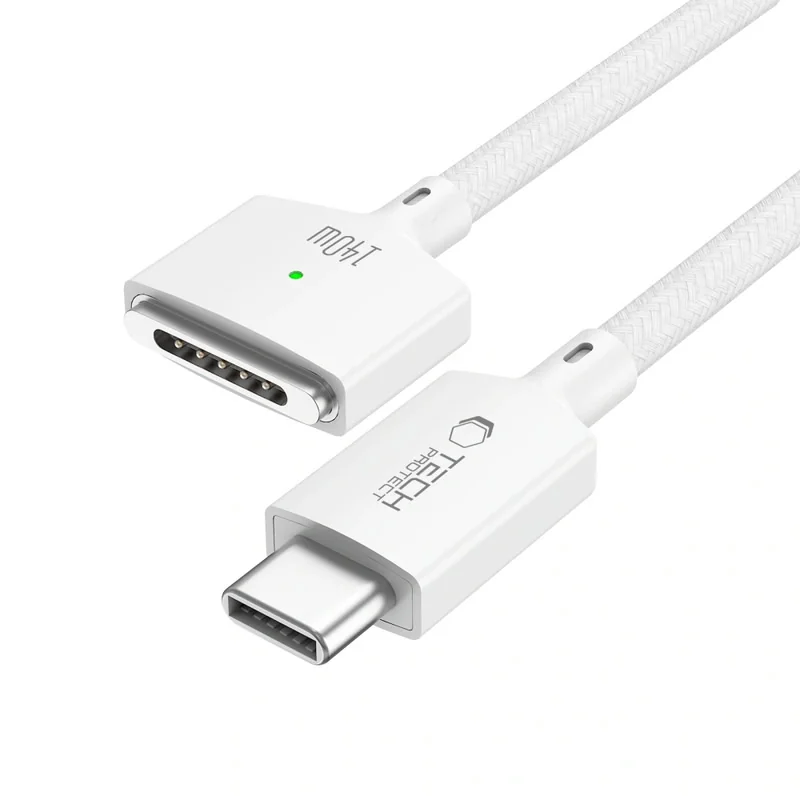 Tech-Protect MMC01 magnetický kábel na MacBook USB-C / MagSafe 3, 140W 2m, biely