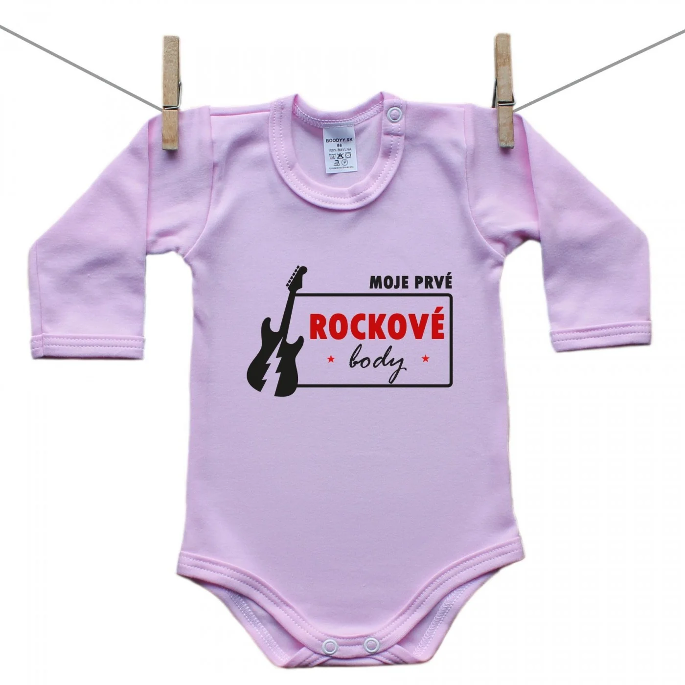 Boodyy Ružové Body s dlhým rukávom Moje prvé rockové body Veľkosť: 80